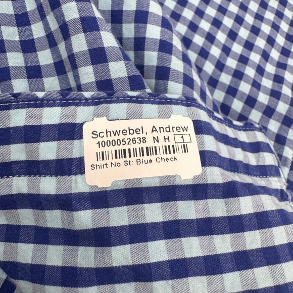 Jared Lang Shirt Men 3XL Blue Check Long Sleeve Button Up Lightweight Cotton - Picture 9 of 12